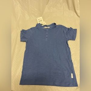 Zara blue tee shirt short sleeve with buttons